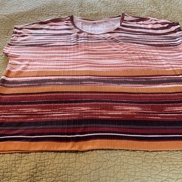 Plus Size Striped Brown, Beige and White Top - 1X - Picture 14 of 14